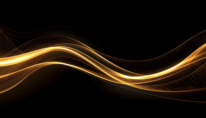 Abstract golden lines wave background with flowing motion and light effect