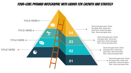 4-Level Pyramid Infographic PowerPoint Slide with Ladder – Editable Business Strategy and Growth Concept Template © RANA
