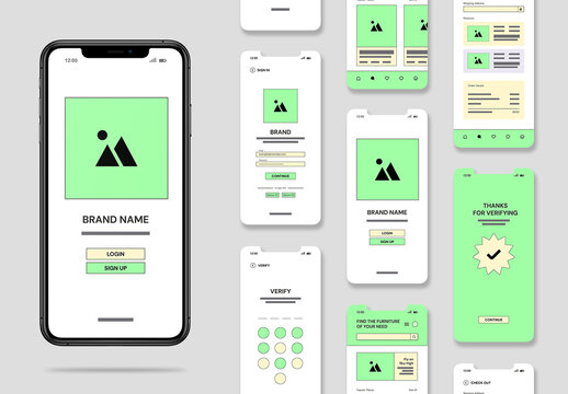 E Commerce Mobile App Ux Wireframe Template