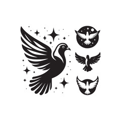 black and white dove logo vector