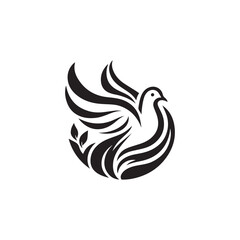 black and white dove logo vector