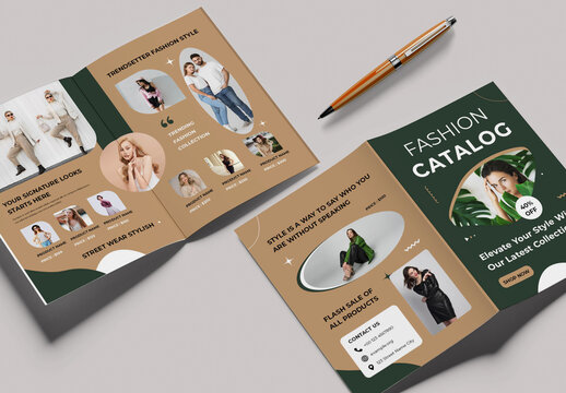 Fashion Catalog Bifold Brochure Template