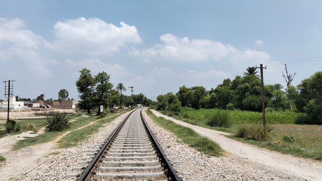 railroad tracks in the countryside