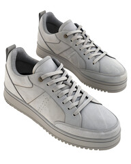 pair of sport shoes, gray sneakers pair isolated on transparent background