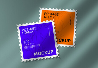 Modern Postage Stamp Mockup Design Template