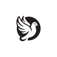Obraz premium black and white dove logo vector
