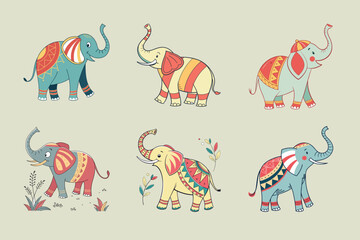 various types of elephant for kids learning, colorful and friendly vector design illustration