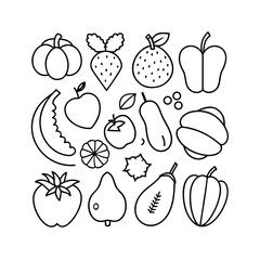 Hand-Drawn Fruits and Vegetables Illustration Set