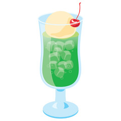 クリームソーダのイラスト_緑