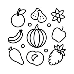 Hand-Drawn Fruits and Vegetables Illustration Set