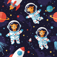 Cute Camels in Space: Seamless Pattern for Kids' Products