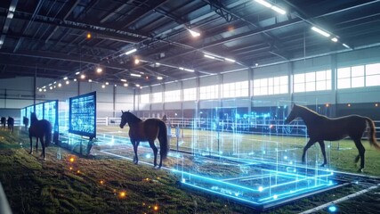 Futuristic Horse Analysis: AI-Powered Tracking in Equestrian Arena - Powered by Adobe