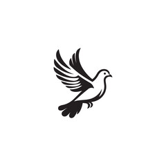 Fototapeta premium black and white dove logo vector