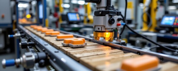 production line equipped with sensors to detect defective products early reducing scrap and minimizing waste output