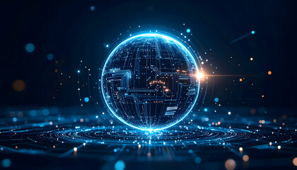 Abstract glowing sphere illustrating high technology and digital connectivity