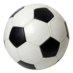 Soccer ball isolated on white background showcasing classic black and white design for sports-related use