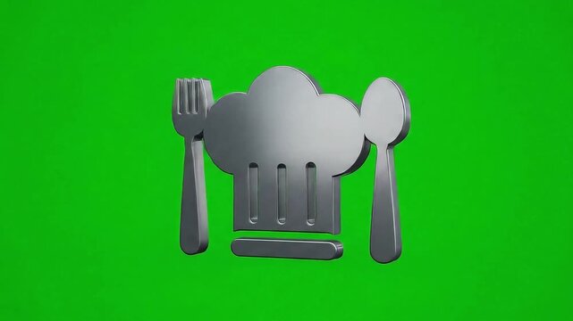 Restaurant Menu or Food App Icon for UI/UX | 3D Animated Chef Symbol on Green Screen