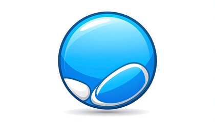 Blue glossy sphere with light-reflecting surface