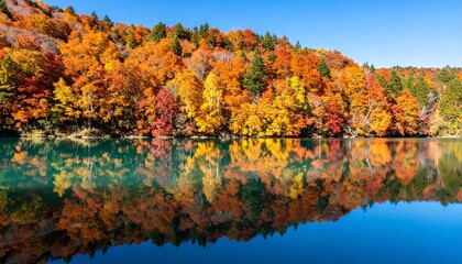autumn trees reflected in water
