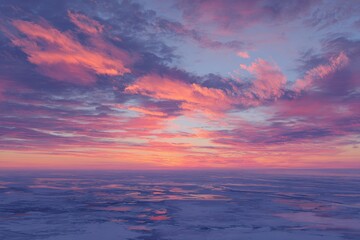Obraz premium Dramatic Sunset Clouds over Water with Pink Sky for relaxation, meditation backdrop