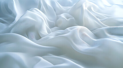 Obraz premium Soft white fabric with flowing waves and delicate texture creating smooth, calming, and elegant abstract pattern