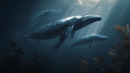 Fototapeta premium Exploring the majestic world of whales nature s gentle giants of the ocean and their habitats