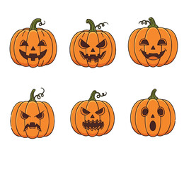 Pumpkin Jackolantern Faces Halloween Carvings
