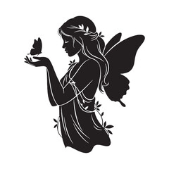 Fototapeta premium Proud Hedone digital black form, making a strong visual impact in any design – Hedone silhouette – Hedone Vector – Silhouette of Hedone – Greek goddess silhouette