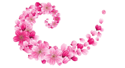 Swirling pink flower frame element design isolated PNG with Transparent Background