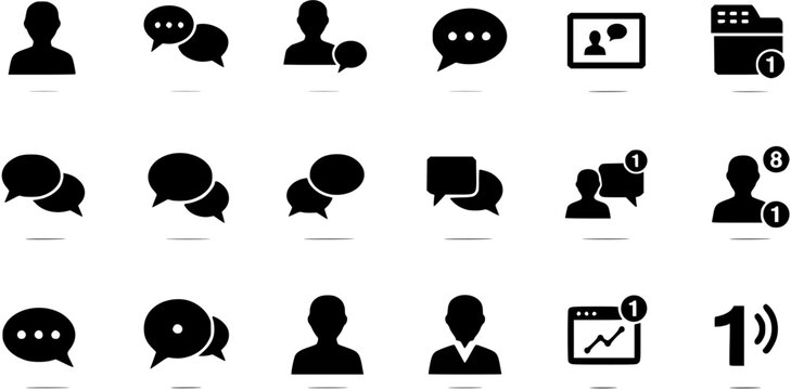 chat icon on internet button Silhouette