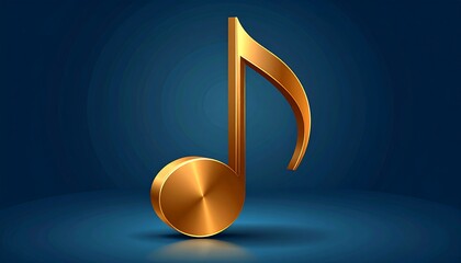 Golden music note on dark background