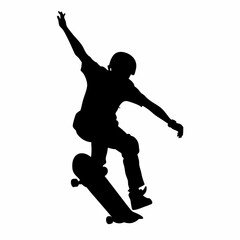Flying Skateboarder – Skateboarding stunt mid-jump with speed lines vector