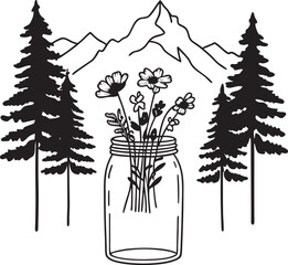 flowers  mountains jar