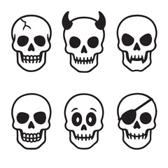 Skull Icons Halloween Skeleton Bone Designs
