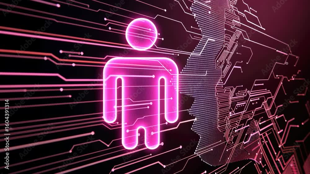 Poster lines of light and patterns create an abstract representation of technology and digital connections 
