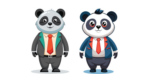 Cool Corporate Panda CEO in Casual Friday Outfit Vector – Fun Office Animal Character in Relaxed Businesswear – Perfect for Branding, Prints, and Creative Projects