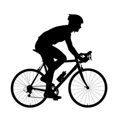 Silhouette of cyclist riding a bicycle isolated PNG with Transparent Background