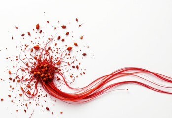 saffron threads delicately placed on white background showcasing their vibrant red color and high value as spice