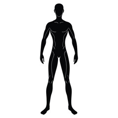 isolated standing pose diagram on white background