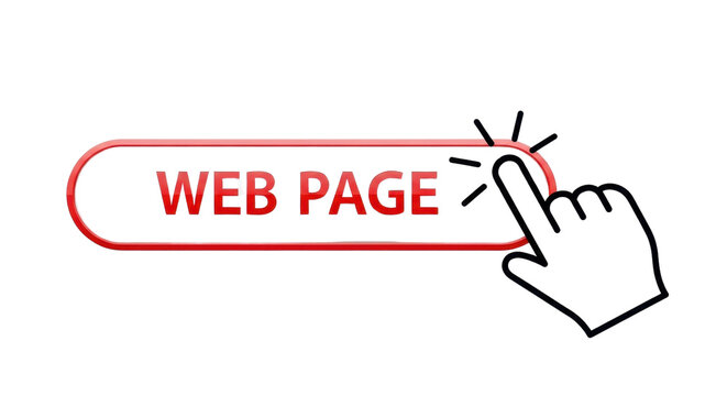 Hand clicking "WEB PAGE" button isolated PNG with Transparent Background