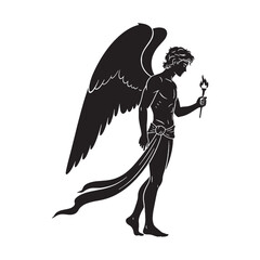 Desirable Himeros digital black vector artwork, ideal for portraying the god of sexual desire's allure &ndash; Himeros silhouette &ndash; Himeros Vector &ndash; Silhouette of Himeros &ndash; Greek god silhouette

