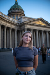 Fototapeta premium woman pretty face in saint petersburg 
