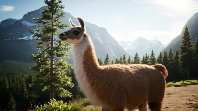 Majestic Llama in Mountain Landscape