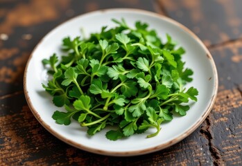 fresh chervil leaves displayed with delicate texture used in french cuisine for subtle herbal flavor