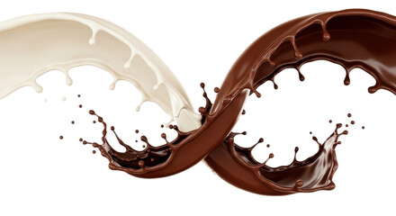 Chocolate and Vanilla Liquid Swirls isolated PNG with Transparent Background