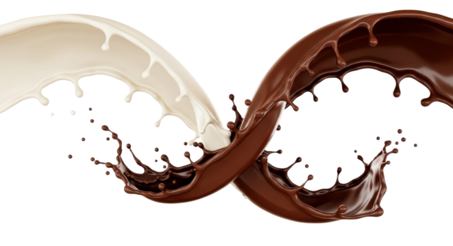 Chocolate and Vanilla Liquid Swirls isolated PNG with Transparent Background