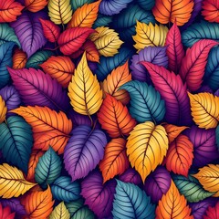 Fototapeta premium Vibrant Fall Leaves Pattern Background