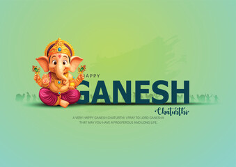 Lord Ganpati on Ganesh Chaturthi background. new original abstract vector illustration design background