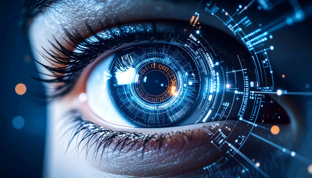 Technological human eye high tech digital iris scan biometric security