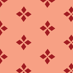 Seamless Monochrome Floral Backdrop Pattern With Hand Drawn Geometric Diamond Shapes In Retro Graceful Style. Trend Print For Textiles And Wallpaper On Isolated Background.